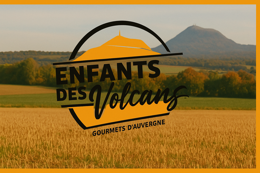 Enfants des Volcans  Auvergne  terroir auvergnat  produits régionaux  gastronomie auvergnate  Puy de Dôme  paysage de champs  agriculture locale  circuit court  marque auvergnate Ménétrol  Clermont-Ferrand  chaîne des Puys  massif central