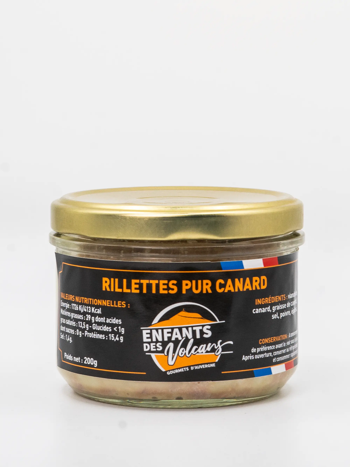 Rillettes pur canard 200g artisanales - Épicerie fine Auvergne
